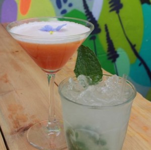 Passionfruit Martini and Elderflower Fizz cocktails