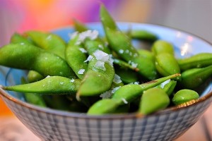 Edamame served cold with sea salt