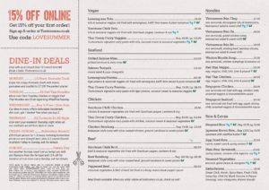 Crouch End Menu for Delivery and Collection